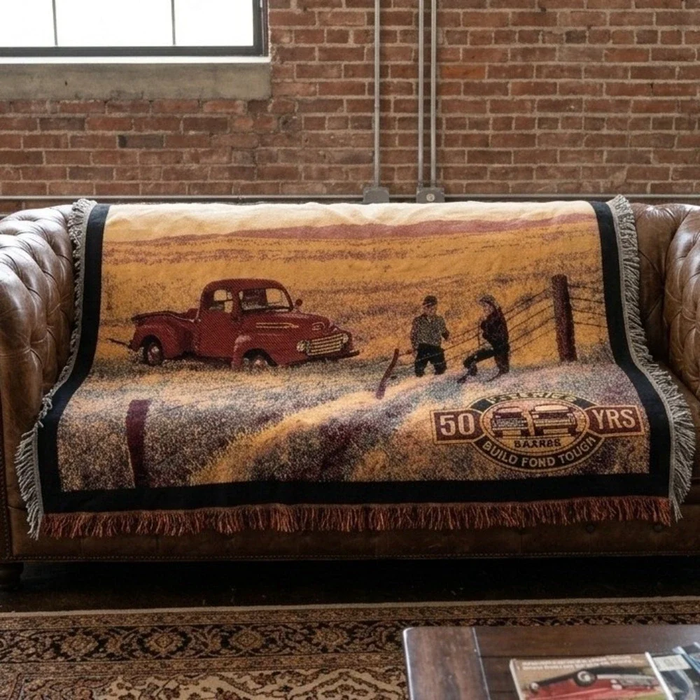 Ford F-Series 50th Anniversary Woven Throw Blanket 1948-1998 Built Ford Tough